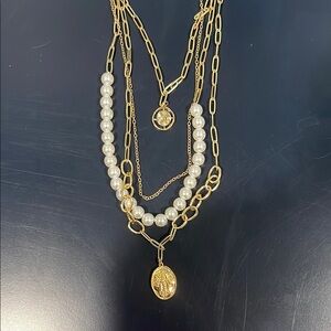 Gold and Pearl Layered Necklace
